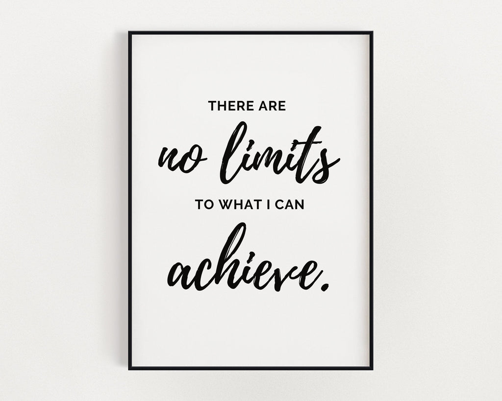 MOTIVATIONAL PRINT, There Are No Limits, Inspirational Quote, Positive Wall Art, Wall Décor, Art Print, Inspirational Quote, Typography Art - Happy You Prints