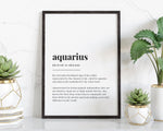 AQUARIUS DEFINITION PRINT - Happy You Prints