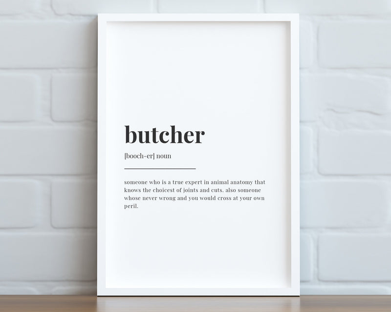 BUTCHER DEFINITION PRINT | Wall Art Print | Gift For Butcher | Definition Print | Quote Print - Happy You Prints