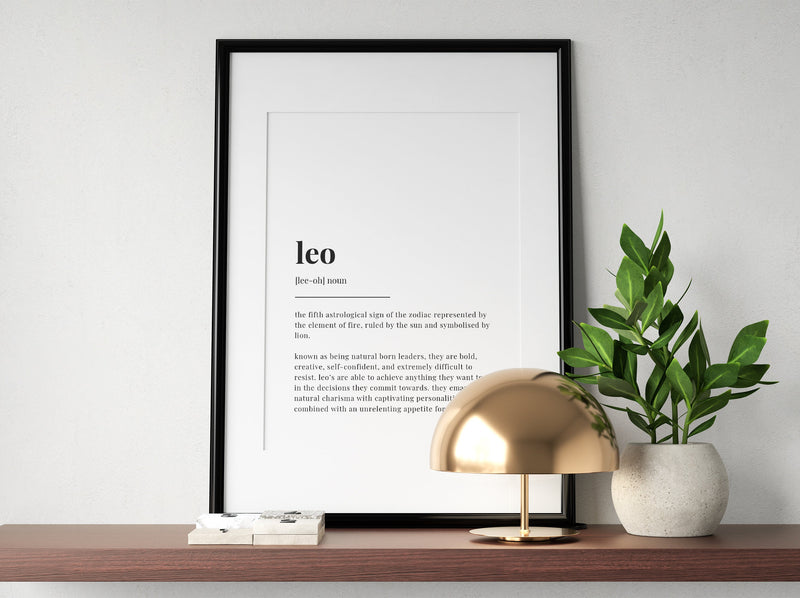 LEO DEFINITION PRINT | Wall Art Print | Leo Print | Gift For Leo | Zodiac Star Sign | Astrology Art - Happy You Prints