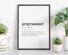 PROGRAMMER DEFINITION PRINT | Wall Art Print | Gift For Programmer | Definition Print | Quote Print - Happy You Prints