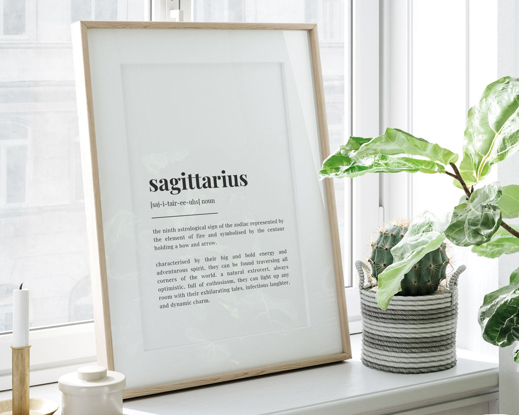SAGITTARIUS DEFINITION PRINT | Wall Art Print | Sagittarius Print | Gift For Sagittarius | Zodiac Star Sign | Astrology Art - Happy You Prints