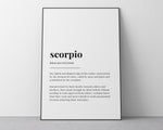 SCORPIO DEFINITION PRINT | Wall Art Print | Scorpio Print | Gift For Scorpio | Zodiac Star Sign | Astrology Art - Happy You Prints