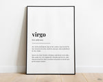 VIRGO DEFINITION PRINT | Wall Art Print | Virgo Print | Gift For Virgo | Zodiac Star Sign | Astrology Art - Happy You Prints