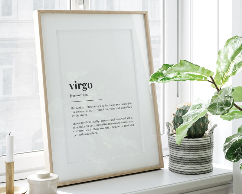 VIRGO DEFINITION PRINT | Wall Art Print | Virgo Print | Gift For Virgo | Zodiac Star Sign | Astrology Art - Happy You Prints