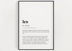 LEO DEFINITION PRINT | Wall Art Print | Leo Print | Gift For Leo | Zodiac Star Sign | Astrology Art - Happy You Prints