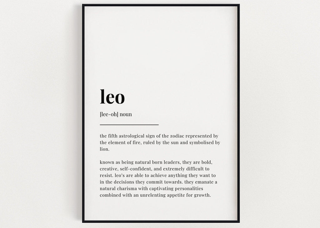 LEO DEFINITION PRINT | Wall Art Print | Leo Print | Gift For Leo | Zodiac Star Sign | Astrology Art - Happy You Prints