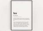 LEO DEFINITION PRINT | Wall Art Print | Leo Print | Gift For Leo | Zodiac Star Sign | Astrology Art - Happy You Prints