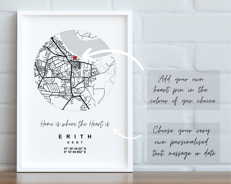 Personalised Map Print | Gift for New Home | Housewarming Gift | Custom Map Print | Wall Decor - Happy You Prints