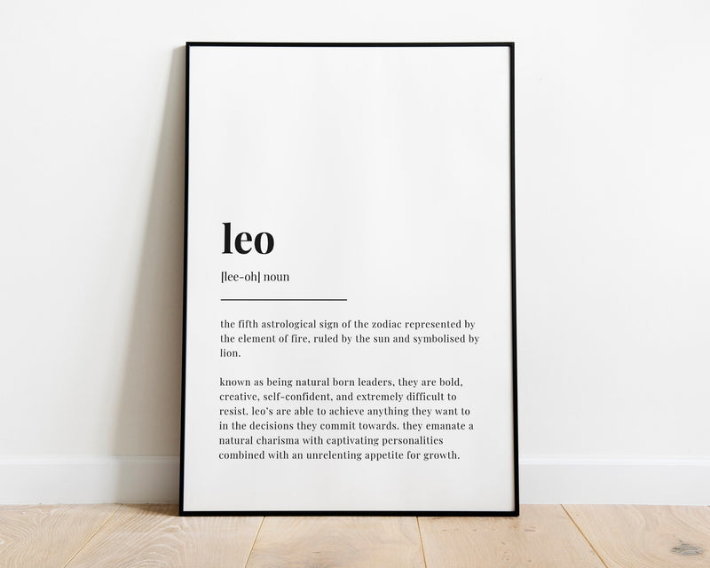 LEO DEFINITION PRINT | Wall Art Print | Leo Print | Gift For Leo | Zodiac Star Sign | Astrology Art - Happy You Prints