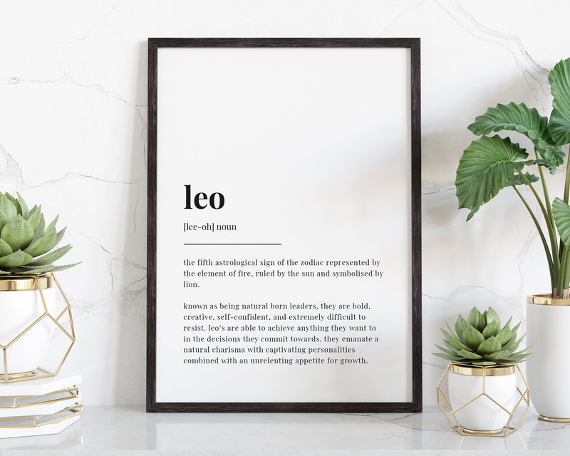 LEO DEFINITION PRINT | Wall Art Print | Leo Print | Gift For Leo | Zodiac Star Sign | Astrology Art - Happy You Prints