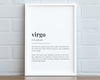 VIRGO DEFINITION PRINT | Wall Art Print | Virgo Print | Gift For Virgo | Zodiac Star Sign | Astrology Art - Happy You Prints