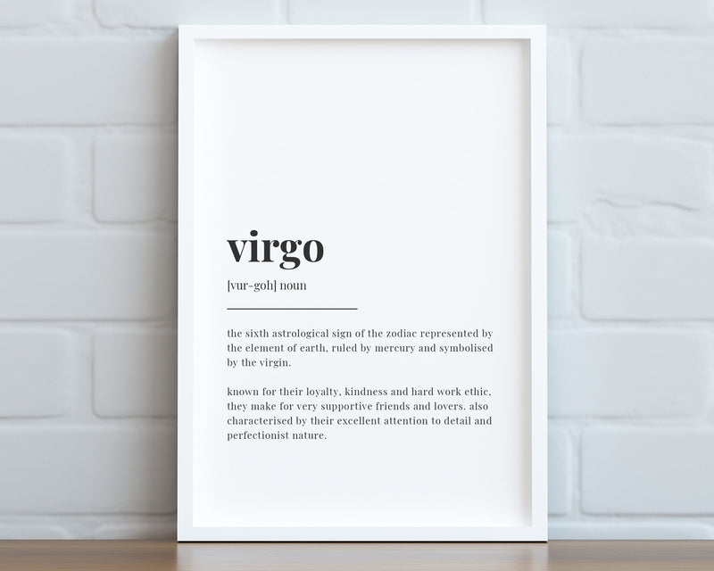 VIRGO DEFINITION PRINT | Wall Art Print | Virgo Print | Gift For Virgo | Zodiac Star Sign | Astrology Art - Happy You Prints