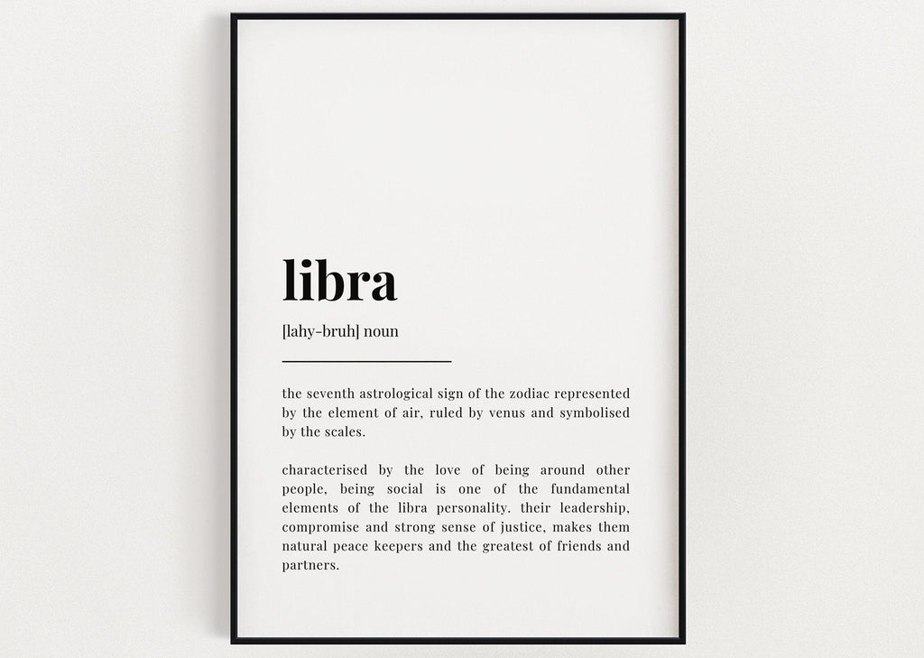 LIBRA DEFINITION PRINT | Wall Art Print | Libra Print | Gift For Libra | Zodiac Star Sign | Astrology Art - Happy You Prints