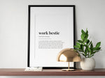 WORK BESTIE DEFINITION Print | Wall Art Print | Gift For Work Bestie | Definition Print | Quote Print - Happy You Prints