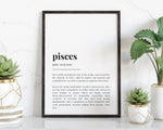 PISCES DEFINITION PRINT | Wall Art Print | Pisces Print | Gift For Pisces | Zodiac Star Sign | Astrology Art - Happy You Prints