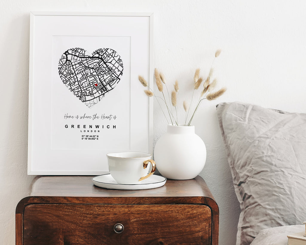 Personalised Map Print | Gift for New Home | Housewarming Gift | Custom Heart Map Print | Wall Decor - Happy You Prints