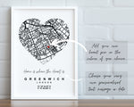 Personalised Map Print | Gift for New Home | Housewarming Gift | Custom Heart Map Print | Wall Decor - Happy You Prints