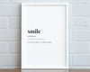 SMILE DEFINITION PRINT | Wall Art Print | Smile Print | Definition Print | Quote Print - Happy You Prints