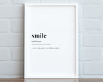 SMILE DEFINITION PRINT | Wall Art Print | Smile Print | Definition Print | Quote Print - Happy You Prints