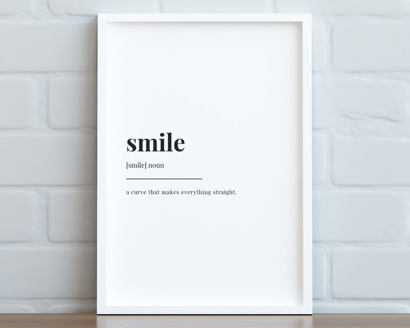 SMILE DEFINITION PRINT | Wall Art Print | Smile Print | Definition Print | Quote Print - Happy You Prints