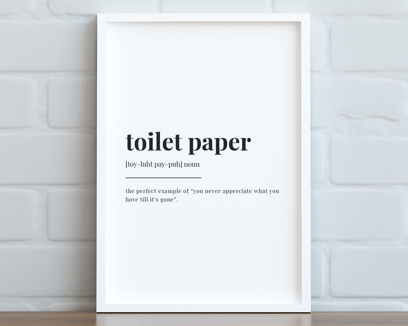 TOILET PAPER DEFINITION Print | Wall Art Print | Toilet Paper Print | Definition Print | Quote Print - Happy You Prints