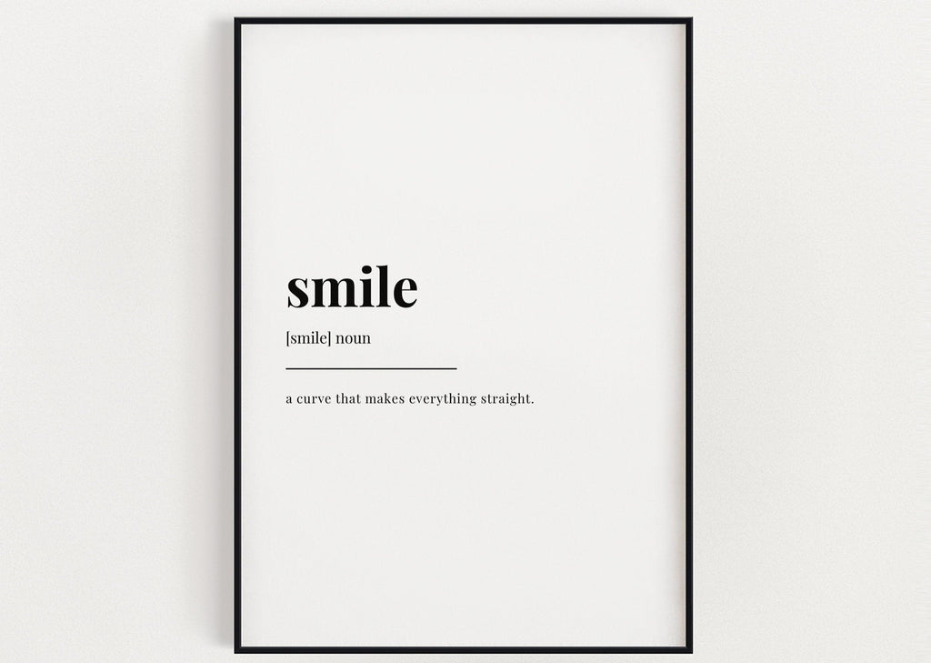 SMILE DEFINITION PRINT | Wall Art Print | Smile Print | Definition Print | Quote Print - Happy You Prints