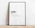 SMILE DEFINITION PRINT | Wall Art Print | Smile Print | Definition Print | Quote Print - Happy You Prints