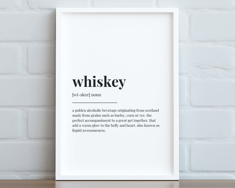 WHISKEY DEFINITION PRINT | Wall Art Print | Whisky Print | Definition Print | Quote Print - Happy You Prints