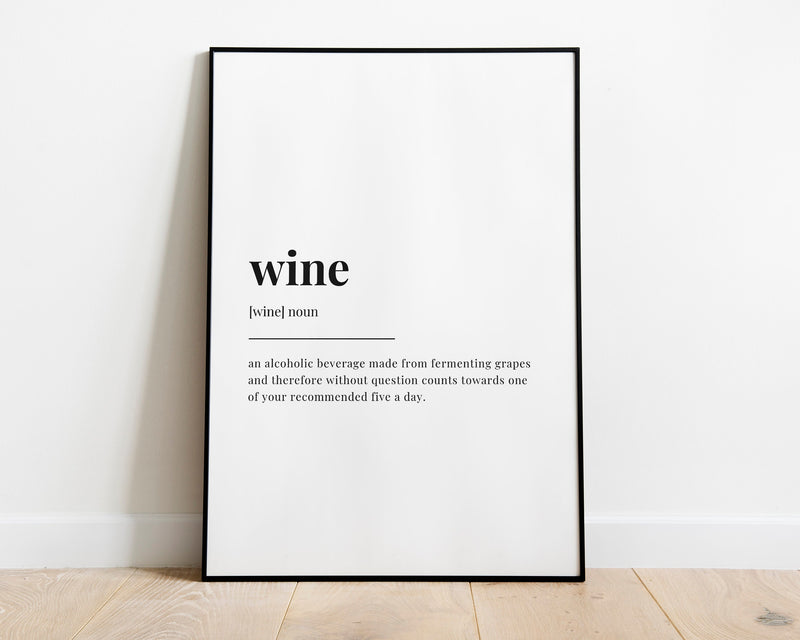 WINE DEFINITION PRINT | Wall Art Print | Wine Print | Definition Print | Quote Print - Happy You Prints