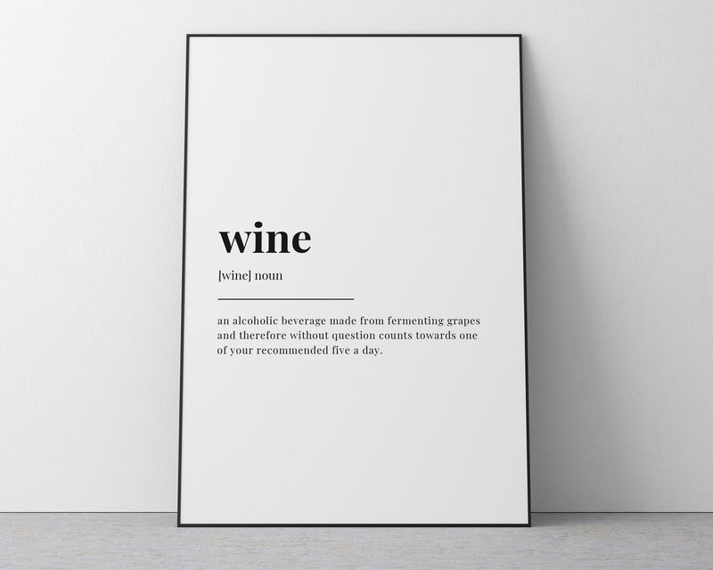 WINE DEFINITION PRINT | Wall Art Print | Wine Print | Definition Print | Quote Print - Happy You Prints