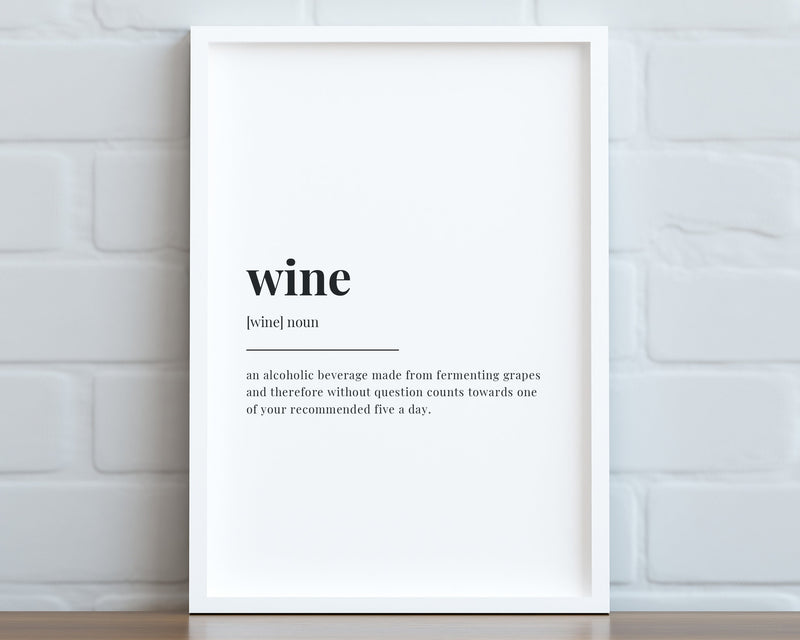 WINE DEFINITION PRINT | Wall Art Print | Wine Print | Definition Print | Quote Print - Happy You Prints