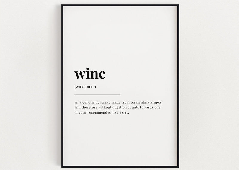 WINE DEFINITION PRINT | Wall Art Print | Wine Print | Definition Print | Quote Print - Happy You Prints