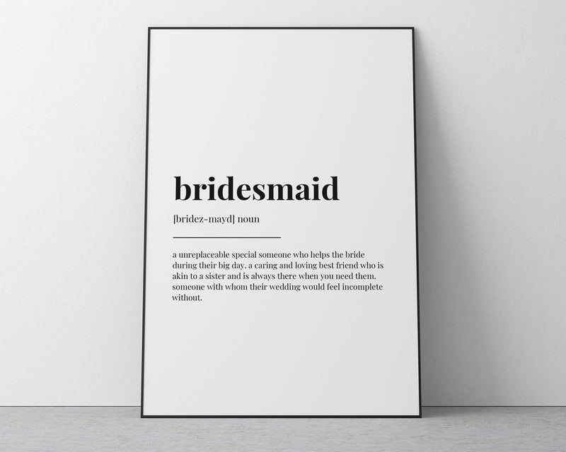 BRIDESMAID DEFINITION PRINT