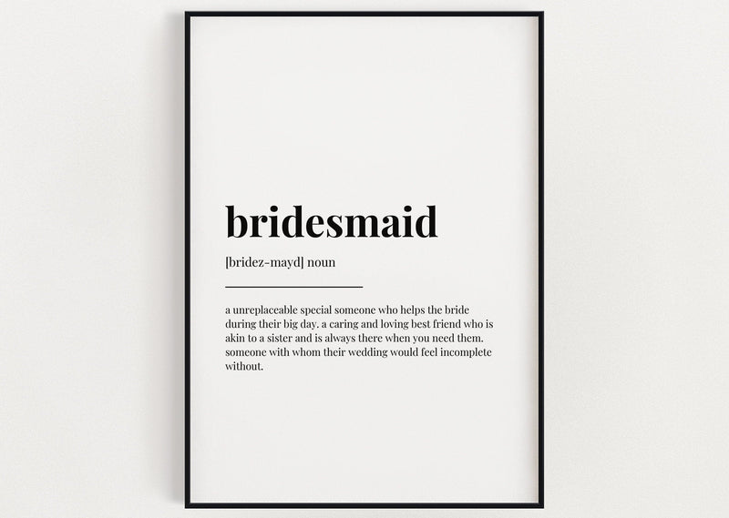 BRIDESMAID DEFINITION PRINT