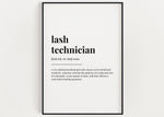 LASH TECHNICIAN DEFINITION PRINT