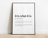 It Is What It Is Print | Wall Art Print