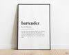 BARTENDER DEFINITION PRINT | Wall Art Print