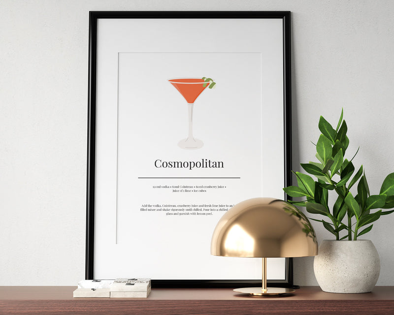 COSMOPOLITAN COCKTAIL PRINT | Kitchen Wall Art | Cocktail Recipe Print | Cocktails | Kitchen Print | Cocktail Art | Kitchen Poster