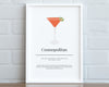 COSMOPOLITAN COCKTAIL PRINT | Kitchen Wall Art | Cocktail Recipe Print | Cocktails | Kitchen Print | Cocktail Art | Kitchen Poster