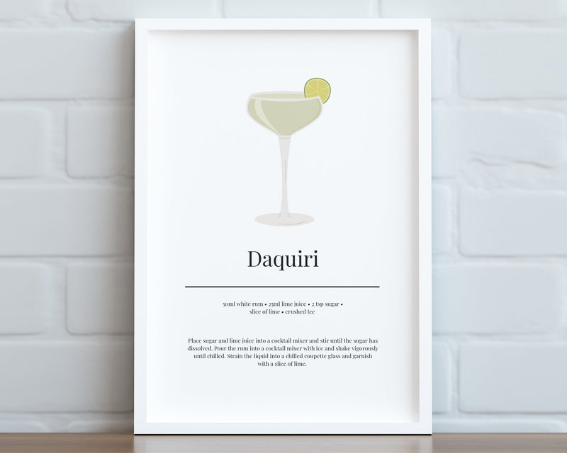 DAQUIRI COCKTAIL PRINT | Kitchen Wall Art | Cocktail Recipe Print | Cocktails | Kitchen Print | Cocktail Art | Kitchen Poster