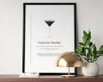 EXPRESSO MARTINI COCKTAIL Print | Kitchen Wall Art | Cocktail Recipe Print | Cocktails | Kitchen Print | Cocktail Art | Kitchen Poster