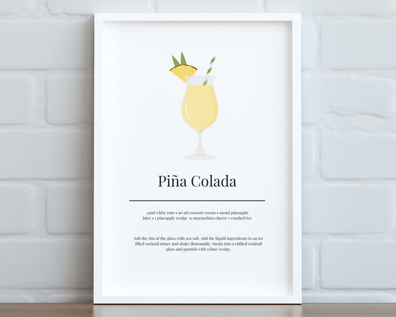 PINA COLADA COCKTAIL Print | Kitchen Wall Art | Cocktail Recipe Print | Cocktails | Kitchen Print | Cocktail Art | Kitchen Poster