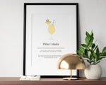 PINA COLADA COCKTAIL Print | Kitchen Wall Art | Cocktail Recipe Print | Cocktails | Kitchen Print | Cocktail Art | Kitchen Poster