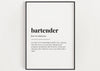 BARTENDER DEFINITION PRINT | Wall Art Print