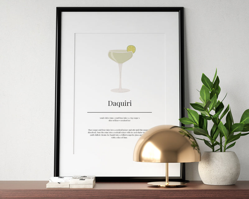 DAQUIRI COCKTAIL PRINT | Kitchen Wall Art | Cocktail Recipe Print | Cocktails | Kitchen Print | Cocktail Art | Kitchen Poster