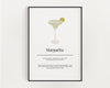 MARGARITA COCKTAIL PRINT | Kitchen Wall Art | Cocktail Recipe Print | Cocktails | Kitchen Print | Cocktail Art | Kitchen Poster