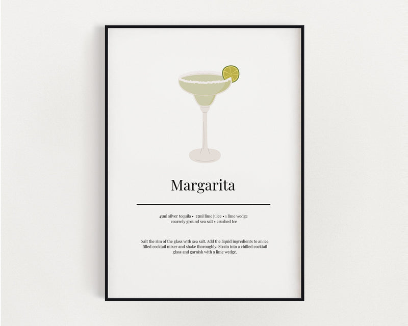 MARGARITA COCKTAIL PRINT | Kitchen Wall Art | Cocktail Recipe Print | Cocktails | Kitchen Print | Cocktail Art | Kitchen Poster