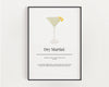 DRY MARTINI COCKTAIL Print | Kitchen Wall Art | Cocktail Recipe Print | Cocktails | Kitchen Print | Cocktail Art | Kitchen Poster