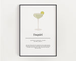 DAQUIRI COCKTAIL PRINT | Kitchen Wall Art | Cocktail Recipe Print | Cocktails | Kitchen Print | Cocktail Art | Kitchen Poster